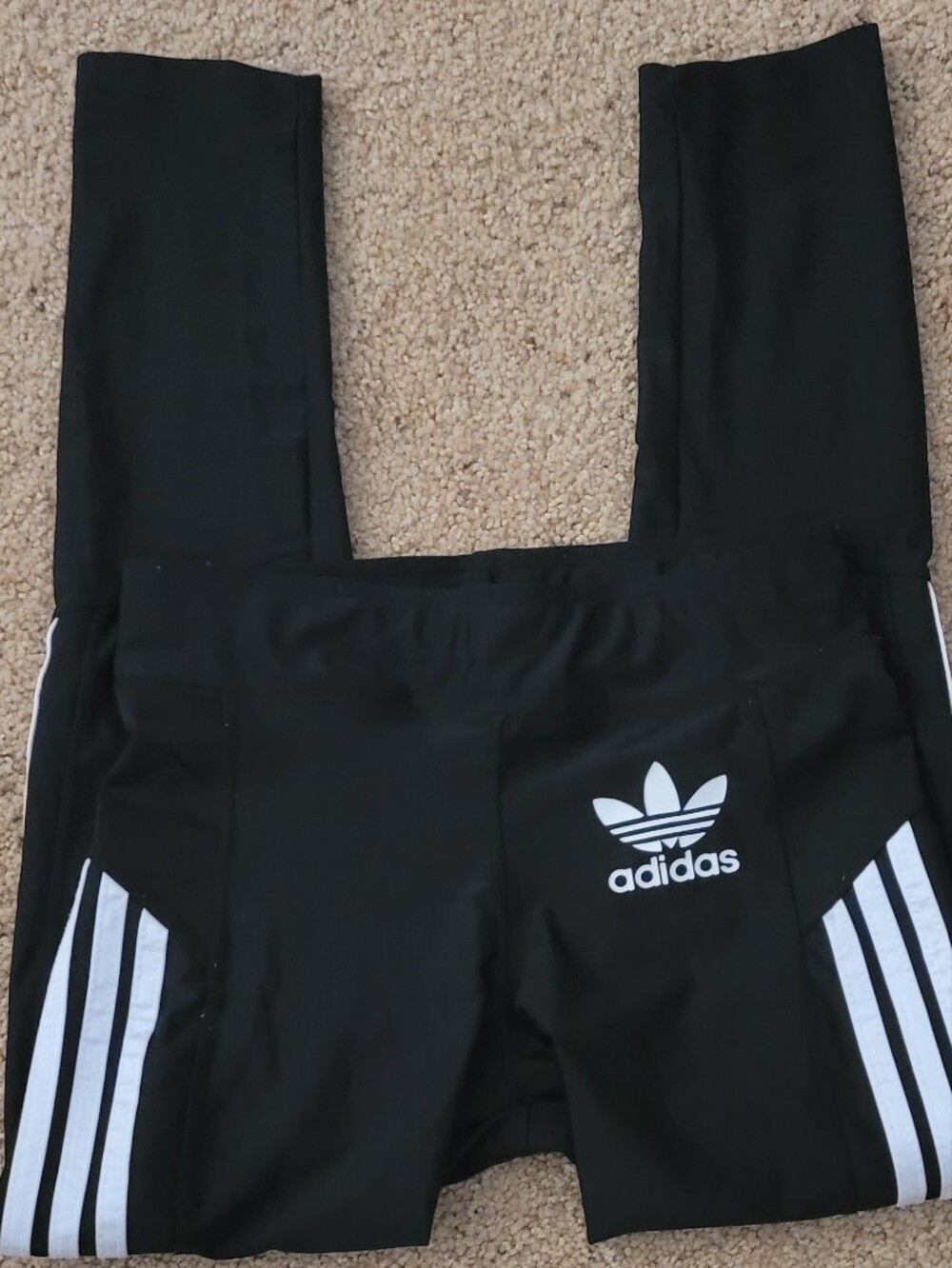 adidas Black Jogger Leggings with White Three-Stripes - Picture 2 of 3